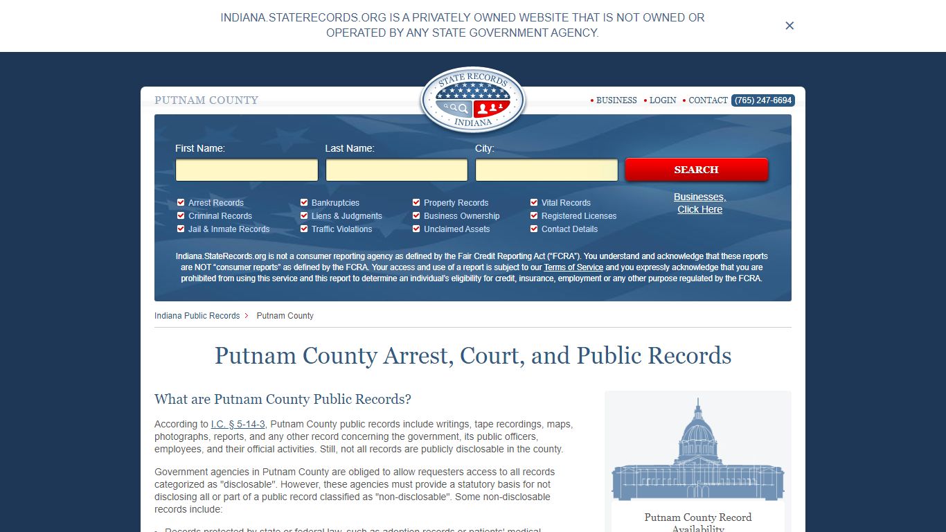 Putnam Indiana State Records | StateRecords.org