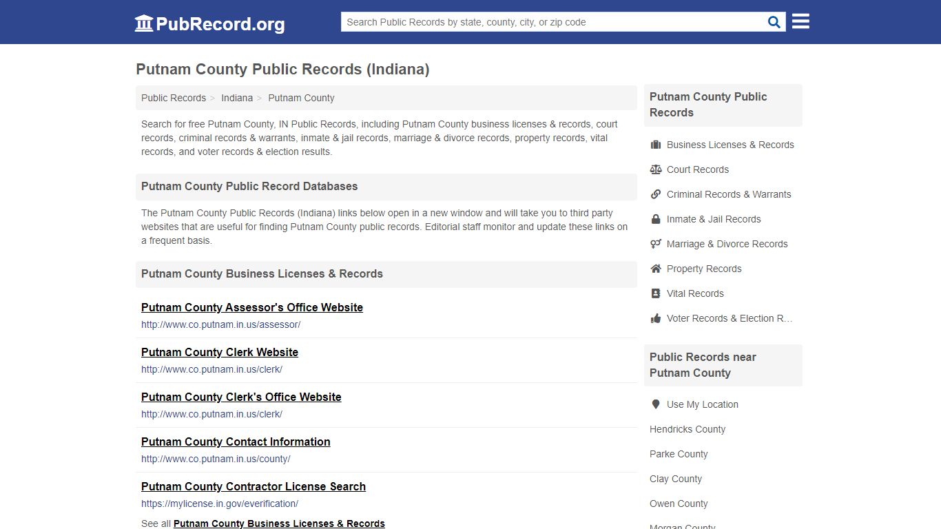 Free Putnam County Public Records (Indiana Public Records) - PubRecord.org