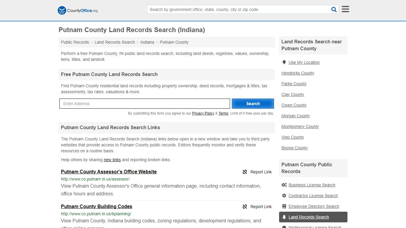 Putnam County Land Records Search (Indiana) - County Office